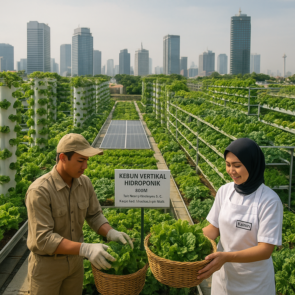 Kebun Vertikal Hidroponik di Atap Gedung Perkantoran Jakarta Pasok Kebutuhan Kantin dan Tangani Urban Heat