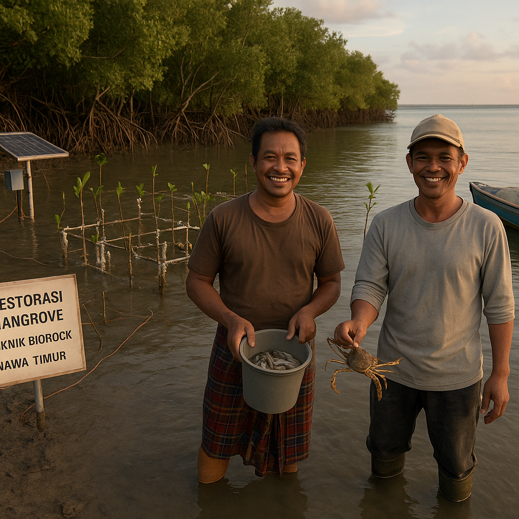 Restorasi Ekosistem Mangrove dengan Teknik 'Biorock' di Pesisir Jawa Timur Tingkatkan Hasil Tangkapan Nelayan