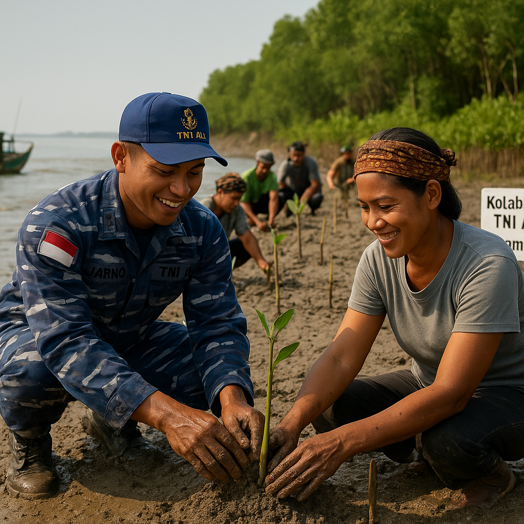 Kolaborasi TNI AL dan Masyarakat Pulau Kecil Tanam Bakau untuk Atasi Abrasi dan Tingkatkan Ekonomi