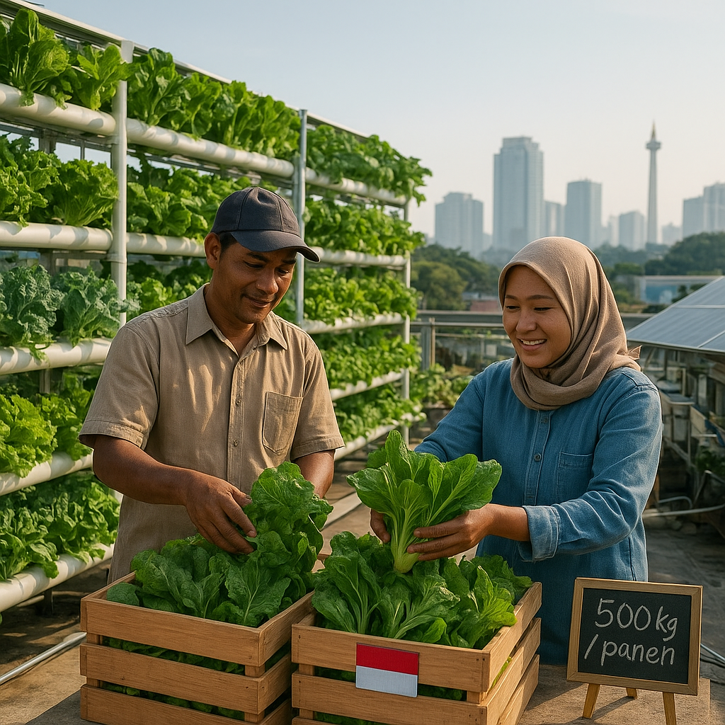 Urban Farming Vertikal di Atap Gedung Jakarta Hasilkan Sayuran Segar untuk Warga Sekitar