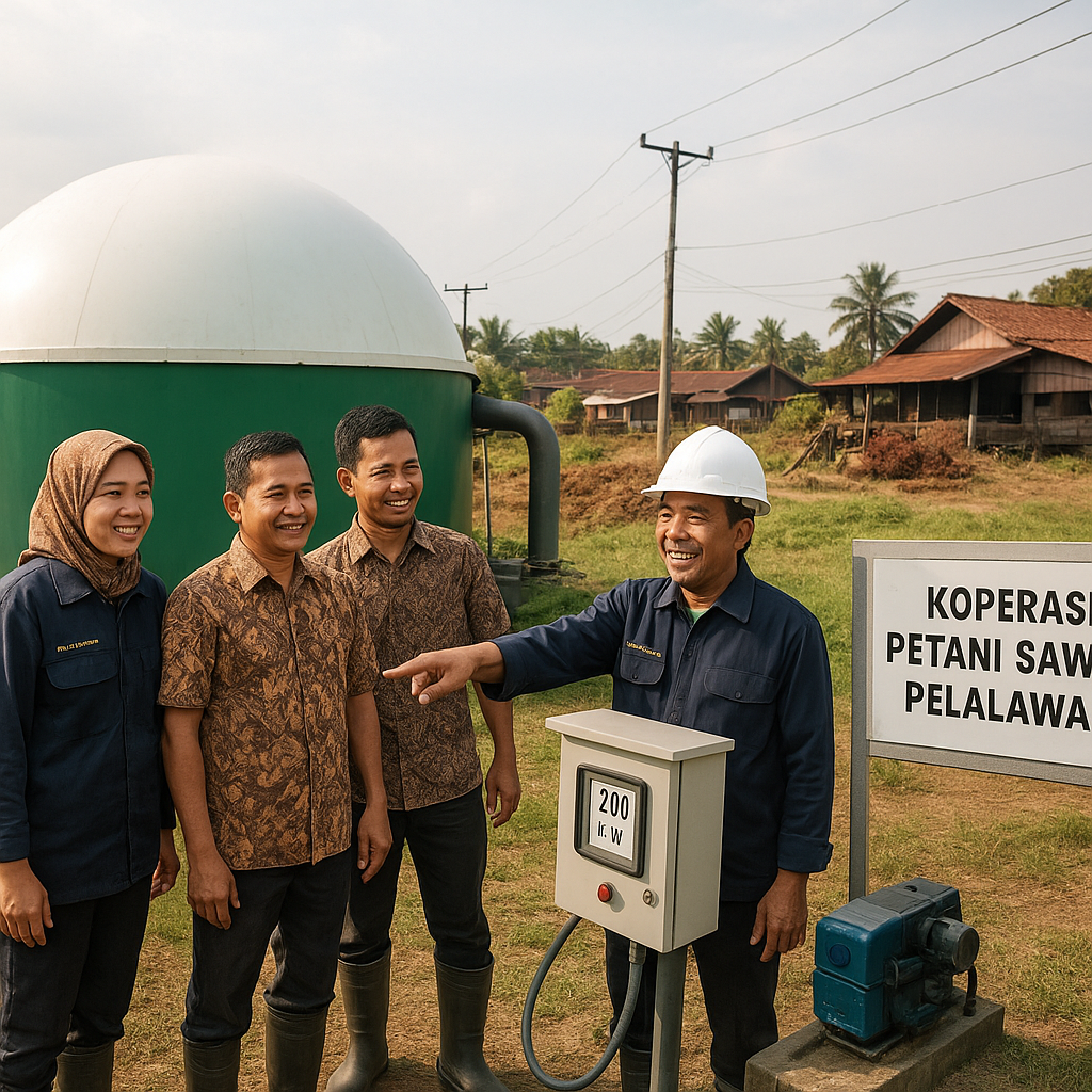 Biogas dari Limbah Sawit Mengaliri Listrik 200 Rumah di Riau