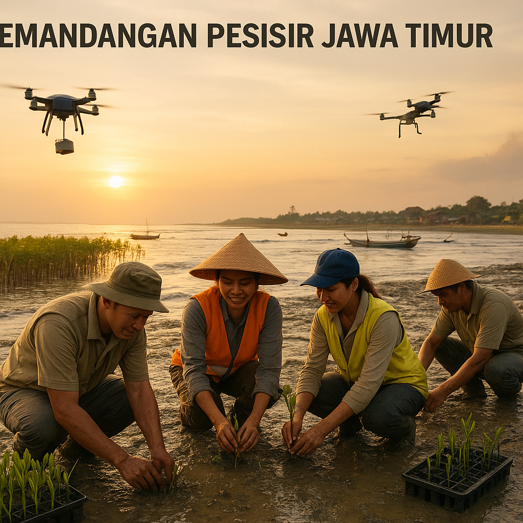 Restorasi Mangrove dengan Drone Tanam 1 Juta Bibit di Pesisir Jawa Timur