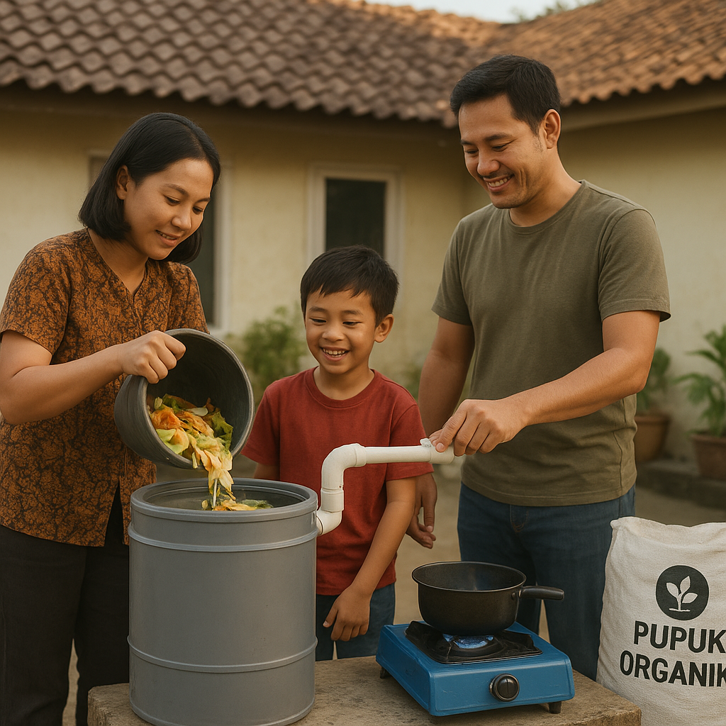 Bioreaktor Rumah Tangga untuk Olah Sampah Organik Jadi Biogas dan Pupuk