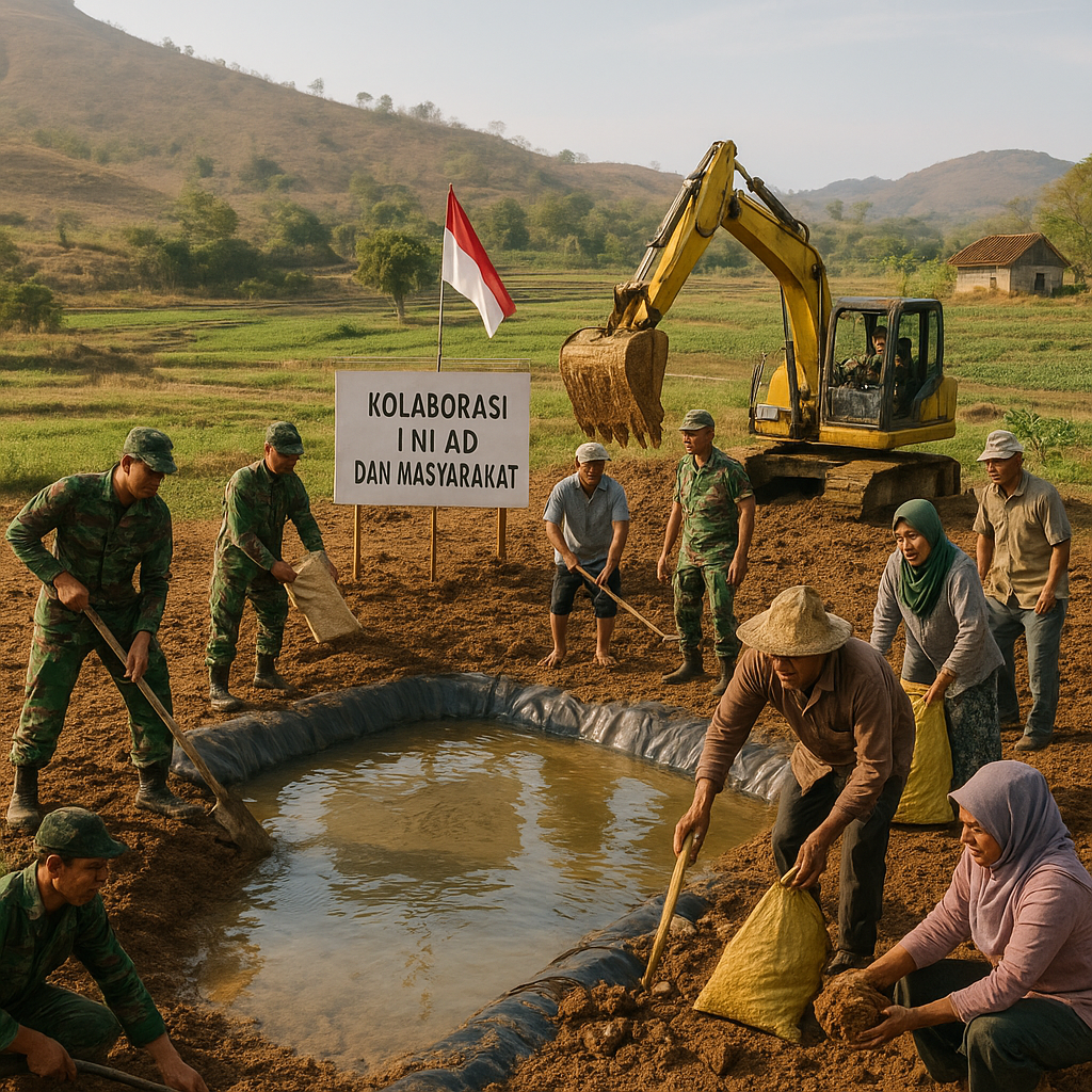 Kolaborasi TNI AD dan Masyarakat Dalam Pembangunan Embung Tahan Kering