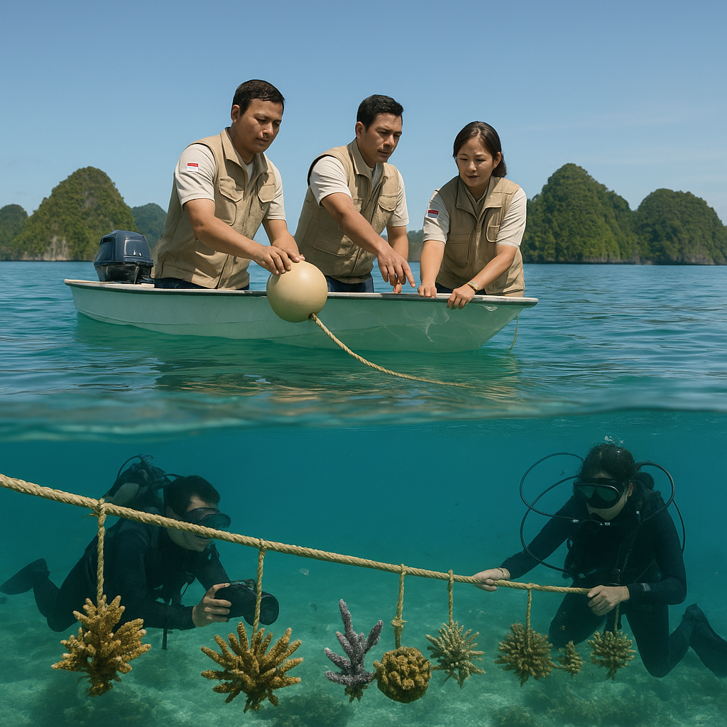 Pemulihan Terumbu Karang dengan Teknik 'Coral Ropeways' di Raja Ampat