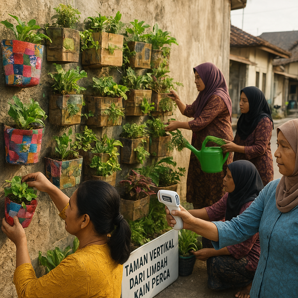 Masyarakat Lombok Kembangkan Taman Vertikal dari Limbah Kain Perca untuk Mitigasi Panas Perkotaan