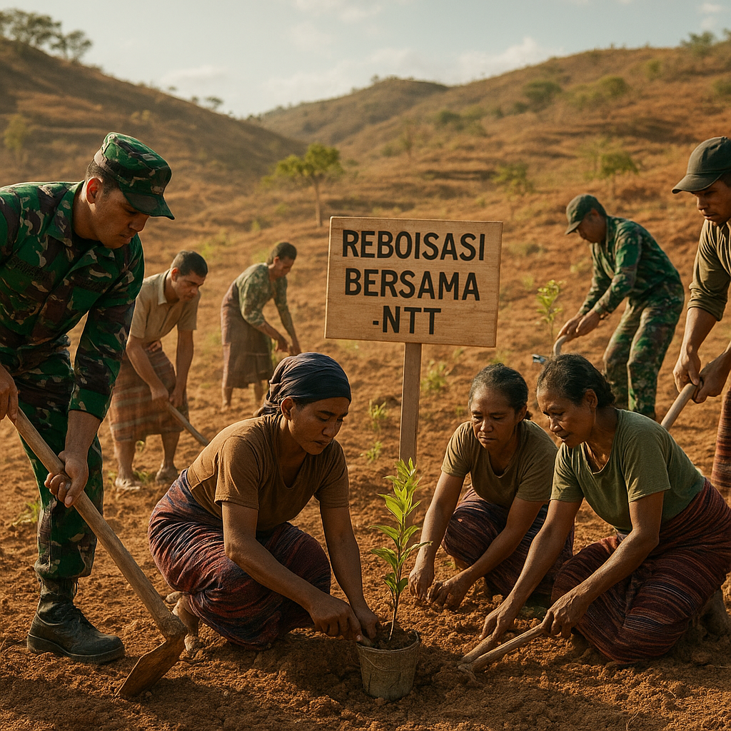 TNI AD dan Masyarakat Adat Reboisasi Lahan Kritis di NTT