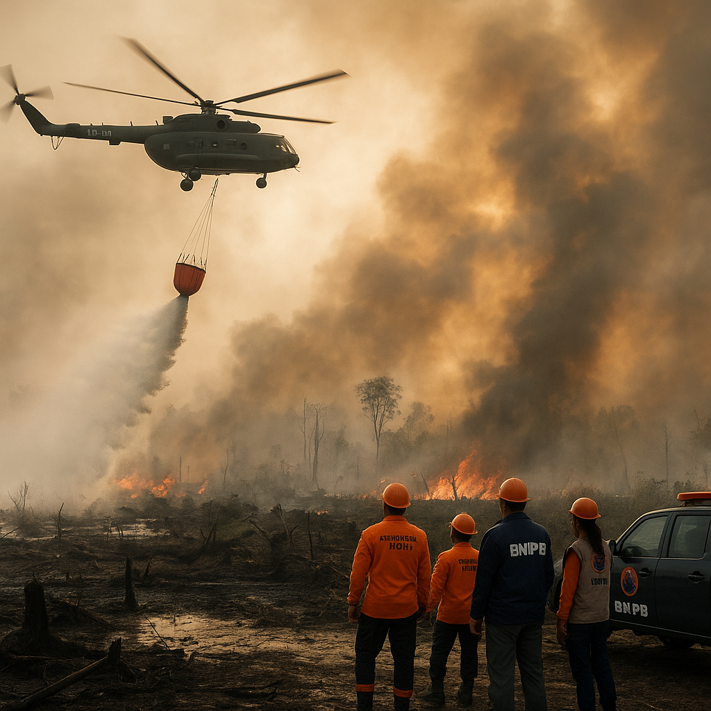 Satuan Tugas Pengendalian Kebakaran Hutan dengan Helikopter Water Bombing di Riau