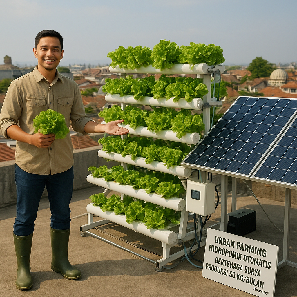 Petani Milenial di Jawa Tengah Kembangkan Urban Farming Hidroponik Otomatis Bertenaga Surya