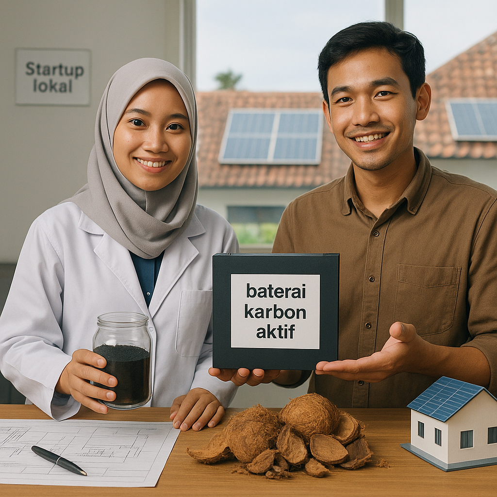 Startup Indonesia Ciptakan Baterai Ramah Lingkungan dari Limbah Batok Kelapa untuk PLTS Skala Rumah