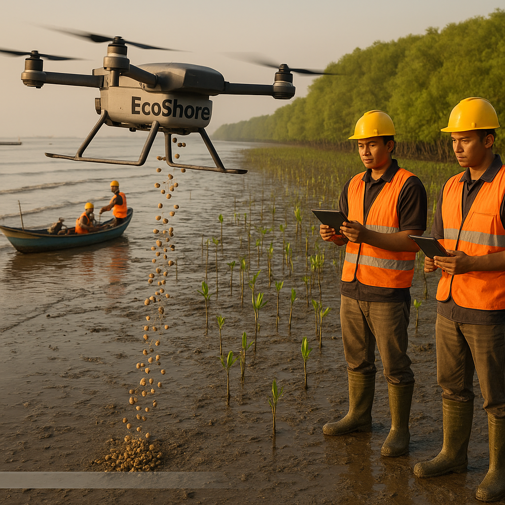Drone Penanam Mangrove Pulihkan 200 Hektar Pesisir Jawa Timur dengan Efisiensi Tinggi