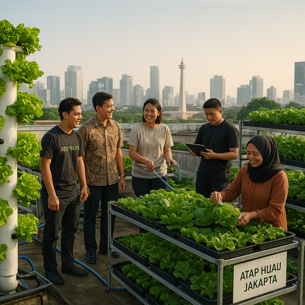 Pertanian Vertikal Hidroponik di Atap Gedung Perkotaan Jakarta