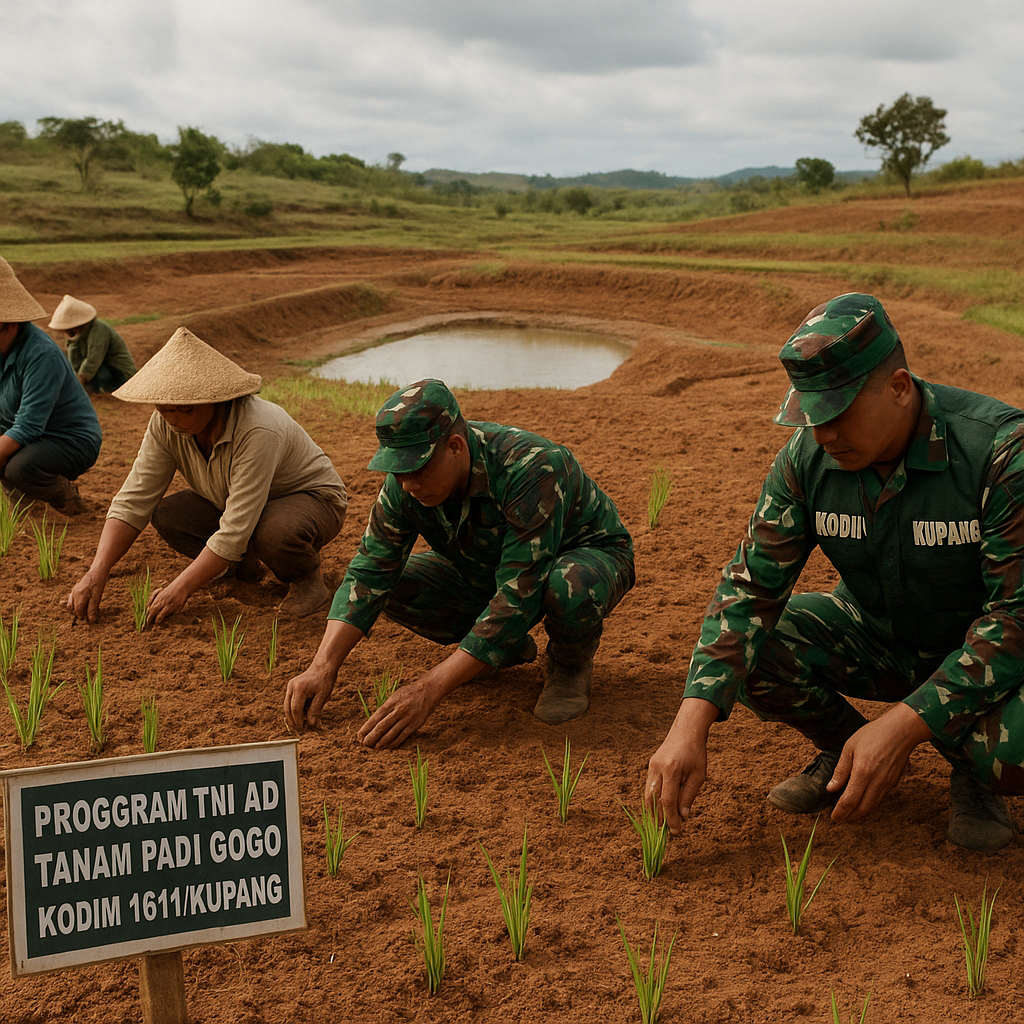 Program TNI AD Tanam Padi Gogo di Lahan Kering Nusa Tenggara Timur