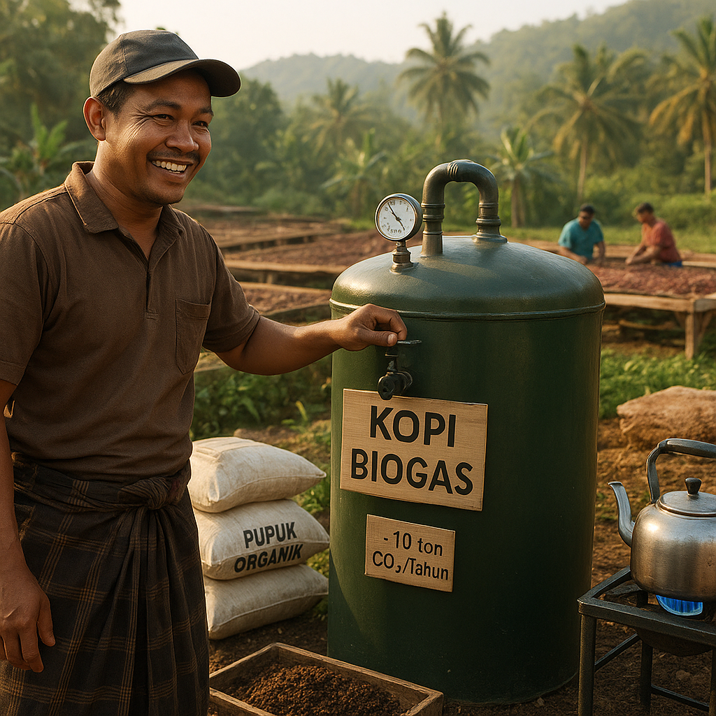 Kopi Biogas: Limbah Cair Kopi Diolah Jadi Energi dan Pupuk Organik di Sumatera Utara