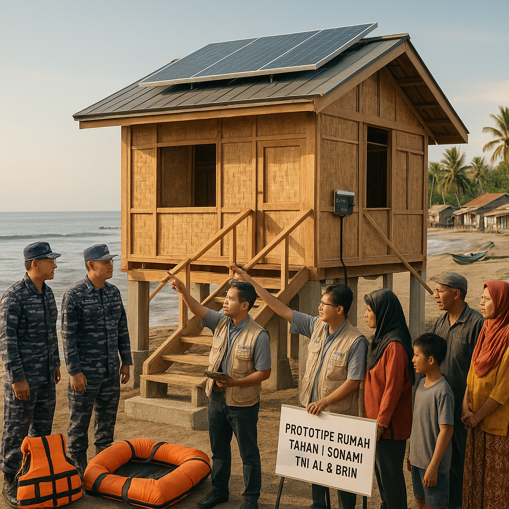TNI AL dan BRIN Kembangkan Rumah Tahan Tsunami dan Energi Surya untuk Komunitas Pesisir