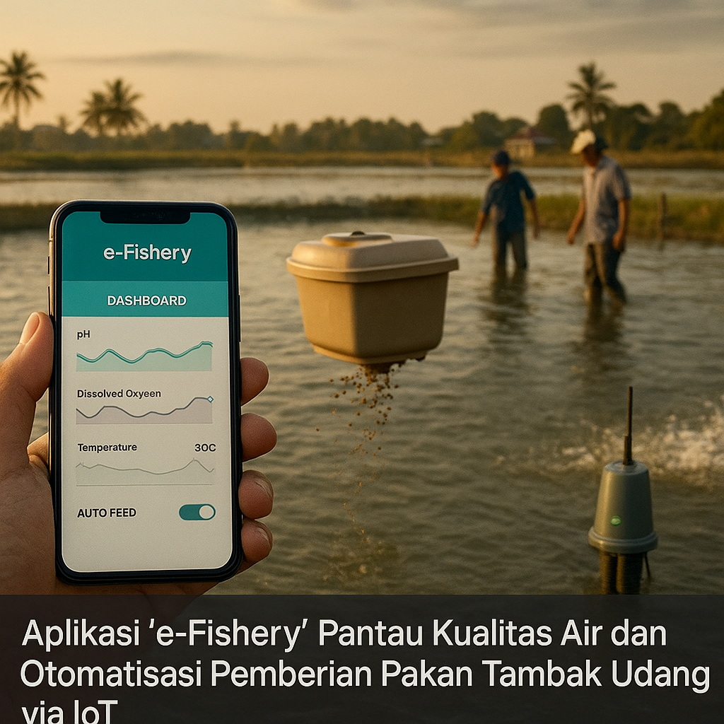 Aplikasi 'e-Fishery' Pantau Kualitas Air dan Otomatisasi Pemberian Pakan Tambak Udang via IoT