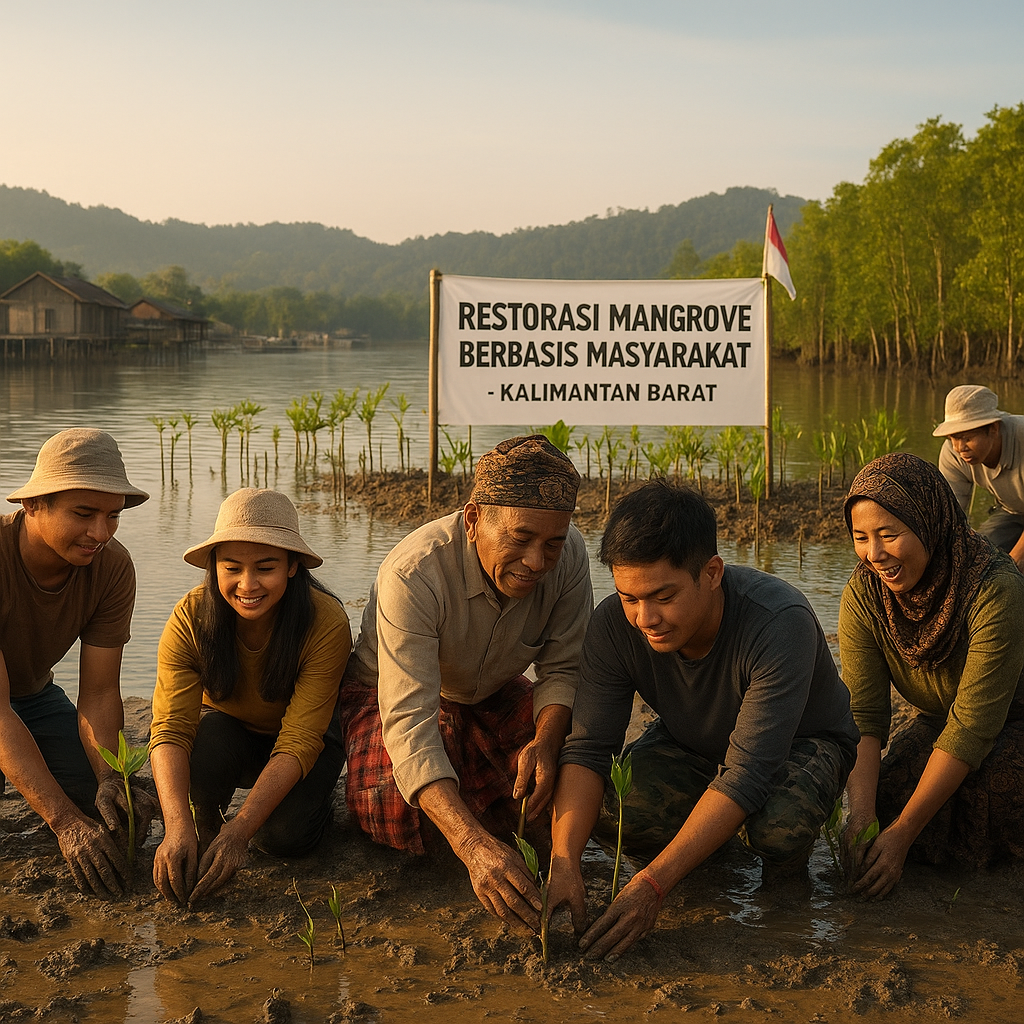 Restorasi Mangrove Berbasis Masyarakat di Kalimantan Barat Serap Karbon dan Cegah Abrasi