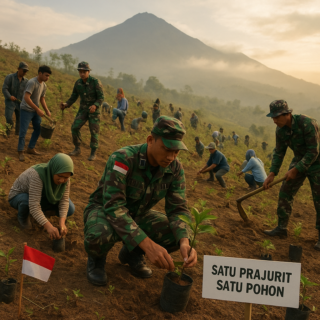 TNI AD Gelar Program 'Satu Prajurit Satu Pohon' untuk Reboisasi Lahan Kritis di Jawa Tengah