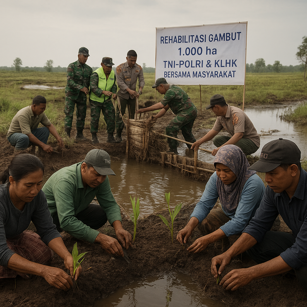 TNIPOLRI Rehabilitasi 1.000 Hektar Gambut di Riau Bersama Masyarakat