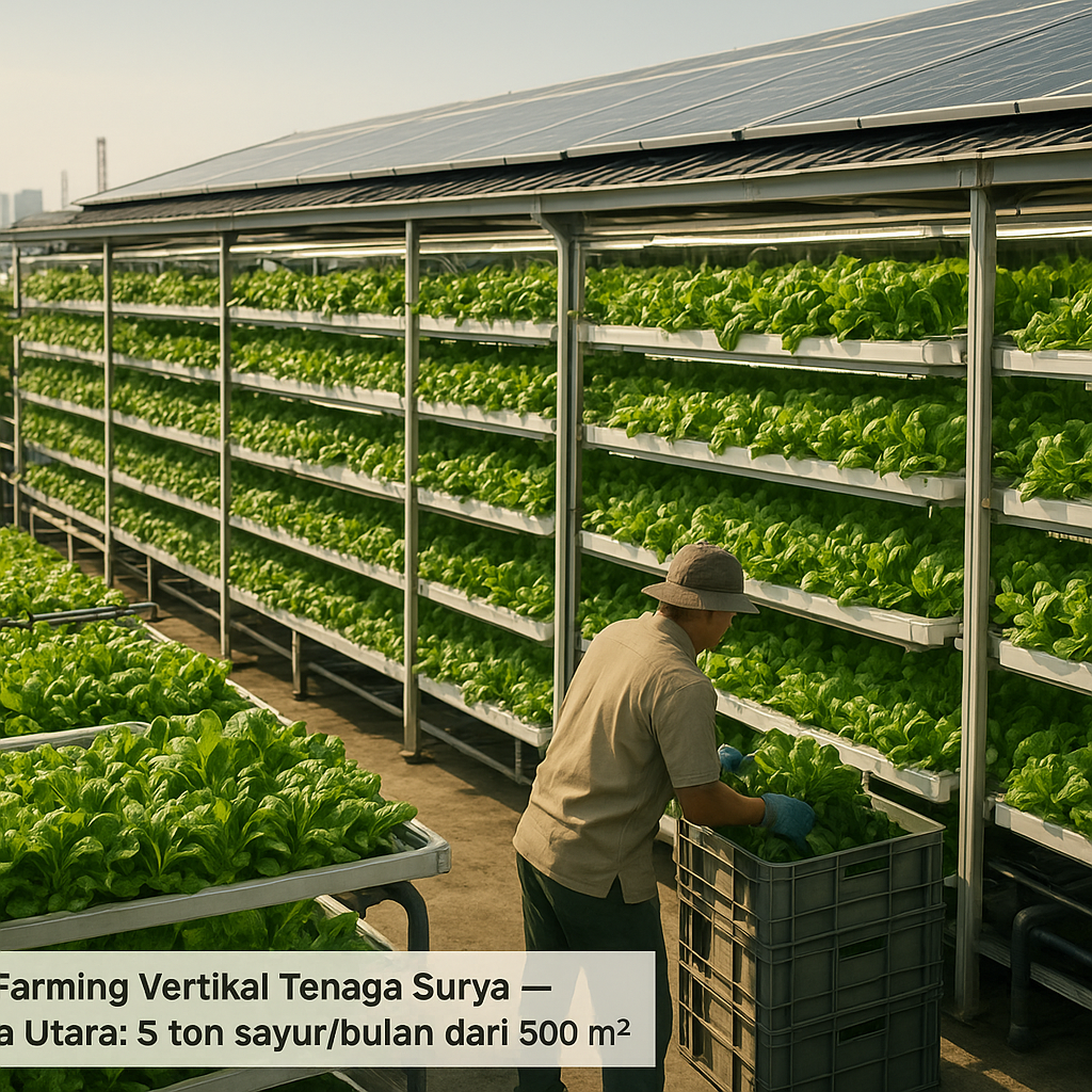 Urban Farming Vertikal Tenaga Surya Hasilkan 5 Ton Sayur per Bulan di Jakarta