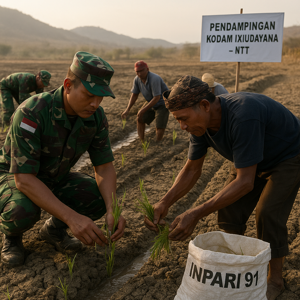 Prajurit TNI AD Tanam Padi Tahan Kekeringan di NTT untuk Antisipasi Krisis Pangan