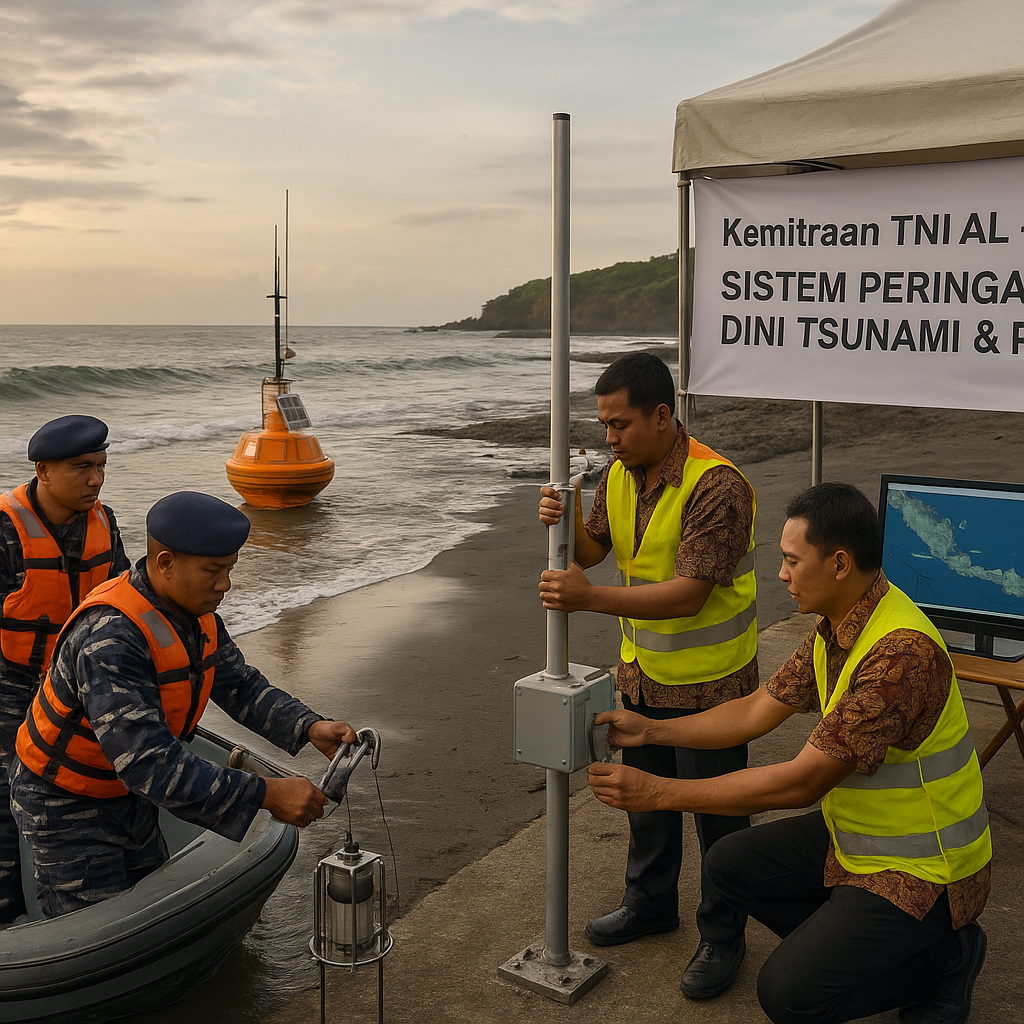Kemitraan TNI AL-Pemda Bangun Sistem Peringatan Dini Tsunami dan Rob berbasis Sensor di Pesisir Selatan Jawa