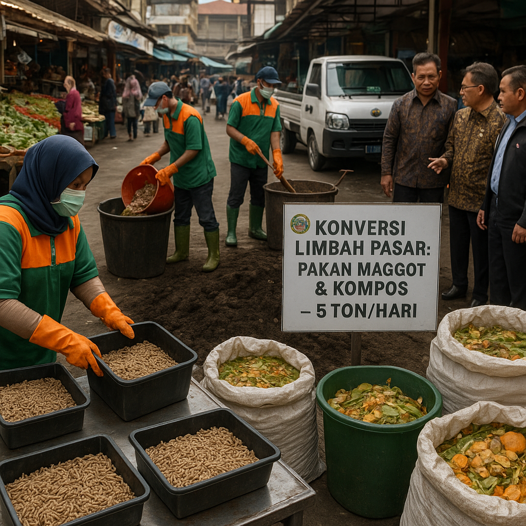 Konversi Limbah Makanan Pasar Menjadi Pakan Maggot dan Kompos di Bandung Kurangi Sampah Organik 5 Ton/Hari