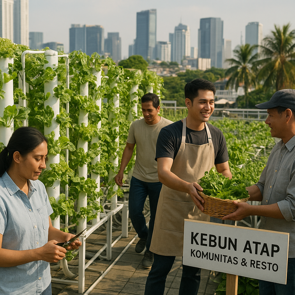 Kebun Vertikal Hidroponik di Atap Pusat Perbelanjaan Jakarta Sediakan Sayuran untuk Resto & Komunitas
