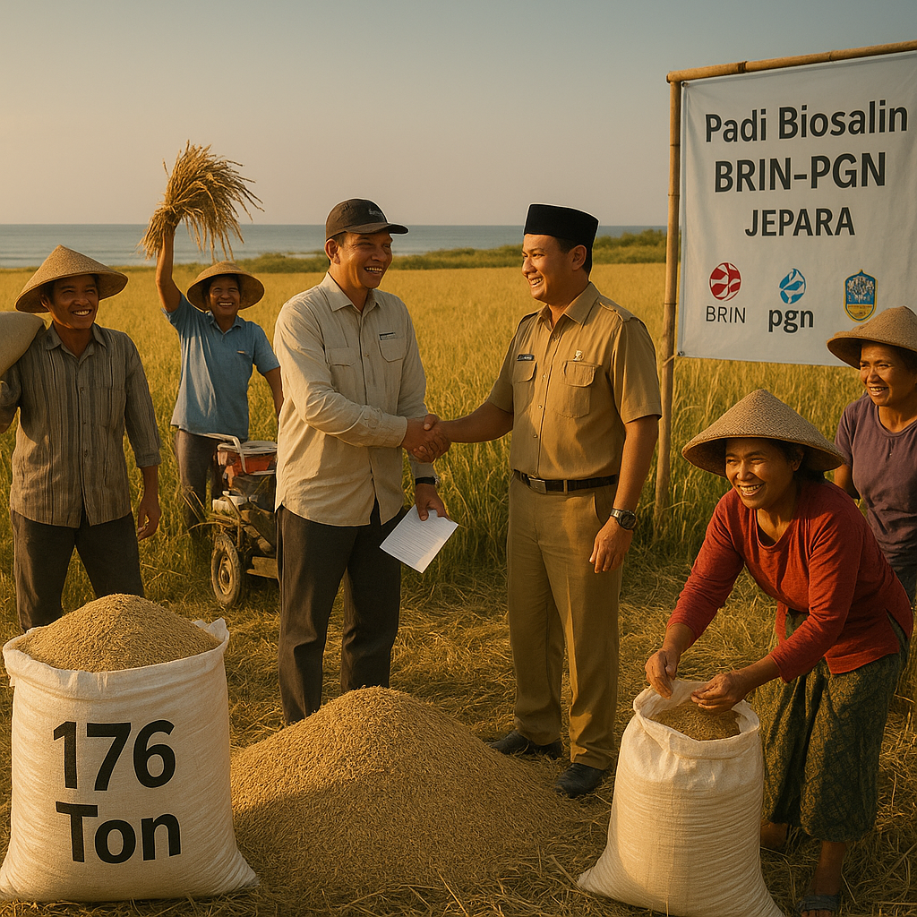 Padi Biosalin BRIN-PGN Capai Produksi 176 Ton di Lahan Pesisir Jepara