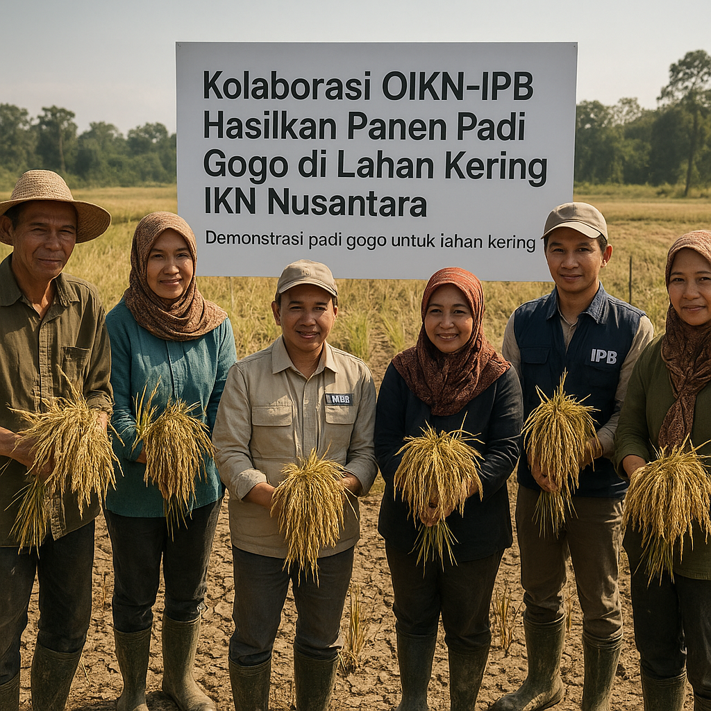 Kolaborasi OIKN-IPB Hasilkan Panen Padi Gogo di Lahan Kering IKN Nusantara