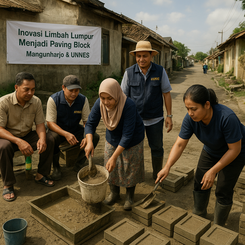 Upaya Warga Mangunharjo Semarang Ubah Limbah Lumpur Jadi Paving Block Ramah Lingkungan