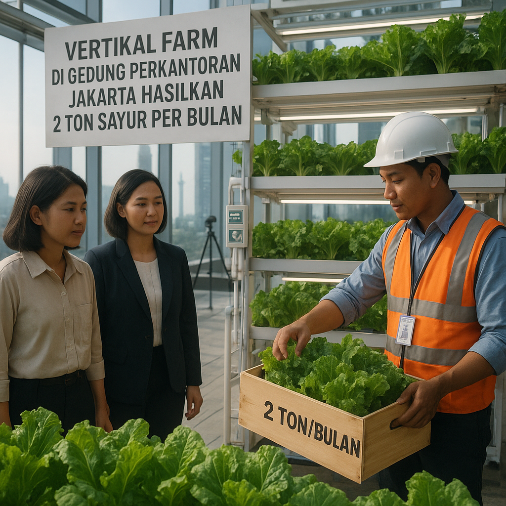 Vertikal Farm di Gedung Perkantoran Jakarta Hasilkan 2 Ton Sayur per Bulan