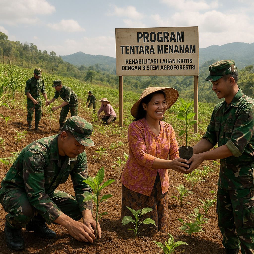 Program 'Tentara Menanam' TNI AD: Rehabilitasi Lahan Kritis dengan Sistem Agroforestri di Perbatasan