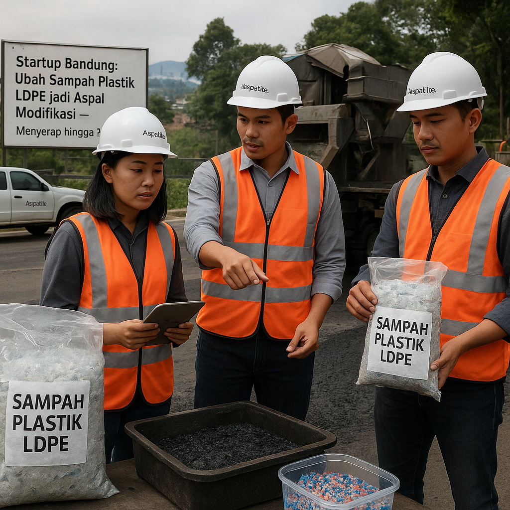 Startup Bandung Ubah Sampah Plastik LDPE jadi Bahan Baku Aspal Modifikasi