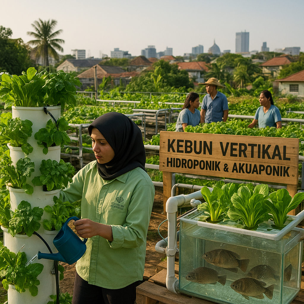Kebun Vertikal dengan Sistem Hidroponik dan Akuaponik Dorong Ketahanan Pangan Perkotaan di Surabaya