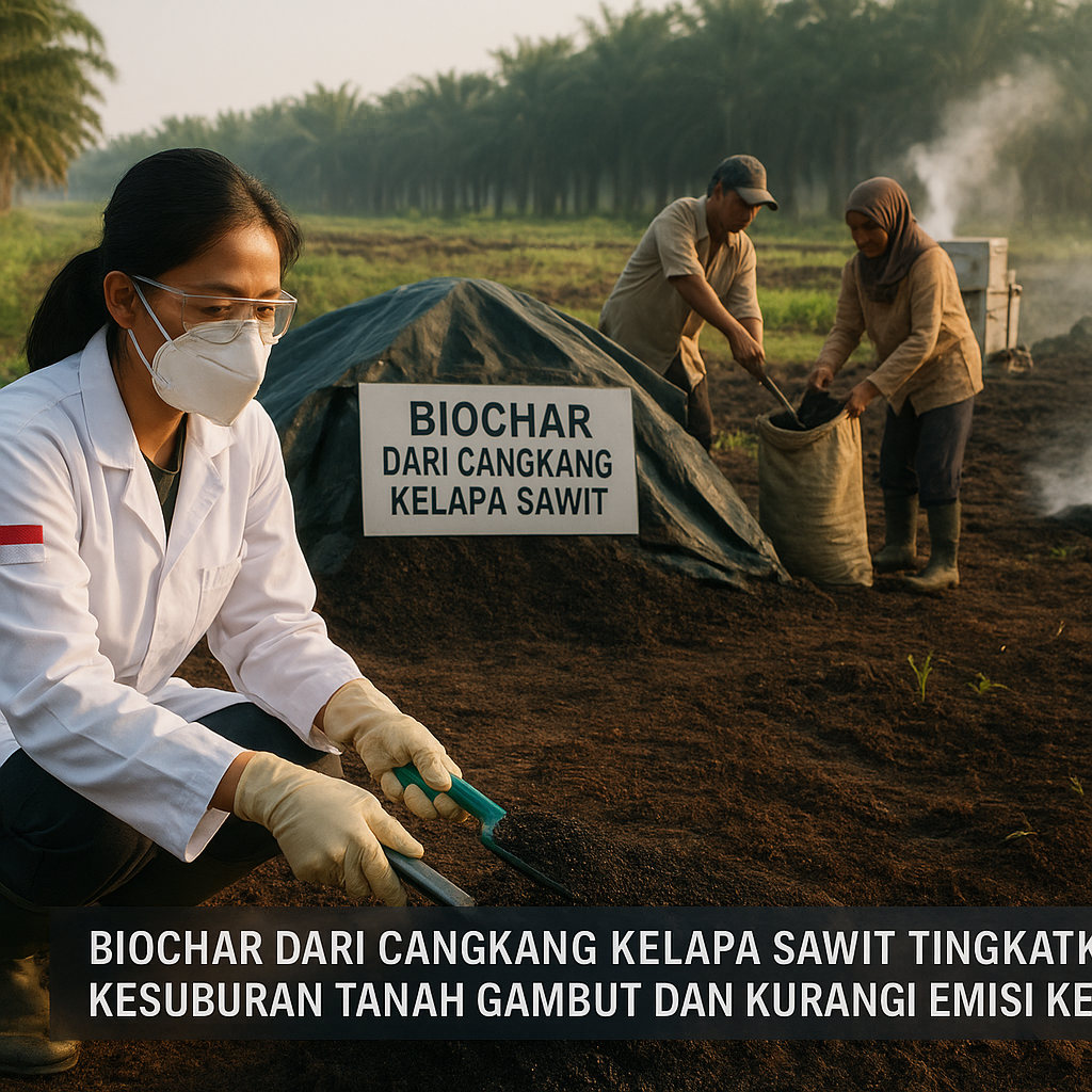 Biochar dari Cangkang Kelapa Sawit Tingkatkan Kesuburan Tanah Gambut dan Kurangi Emisi Kebakaran