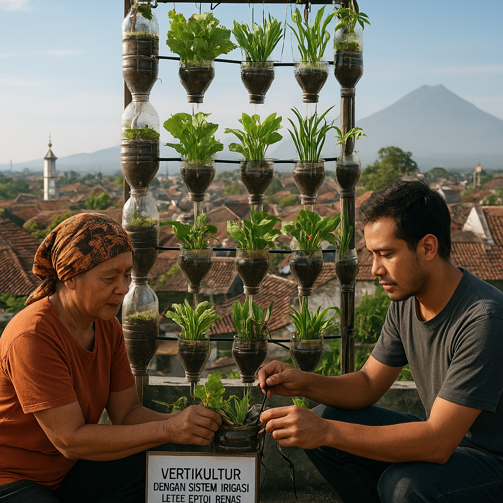 Vertikultur dengan Sistem Irigasi Tetes Botol Bekas Solusi Pertanian di Lahan Sempit Perkotaan