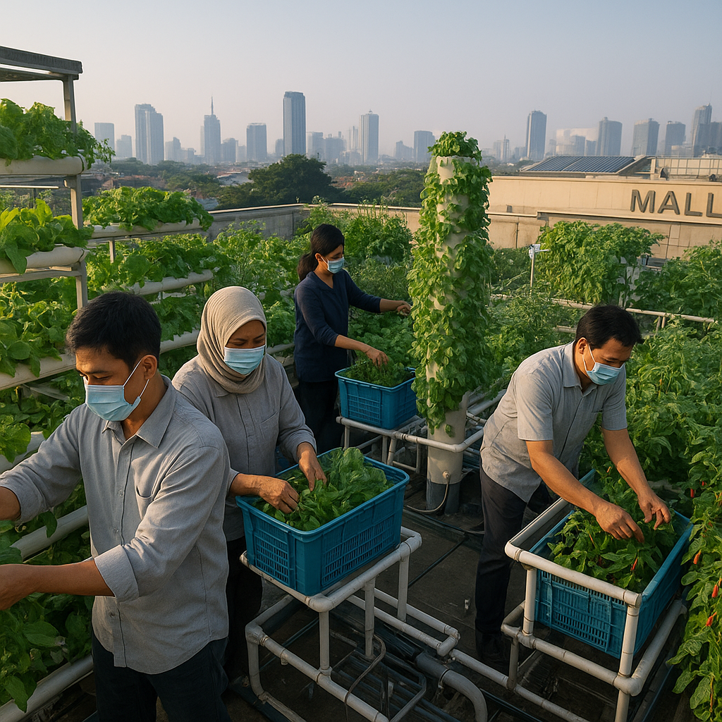 Kebun Pangan Vertikal di Atap Pusat Perbelanjaan Jakarta Hasilkan Sayur untuk Dapur Umum