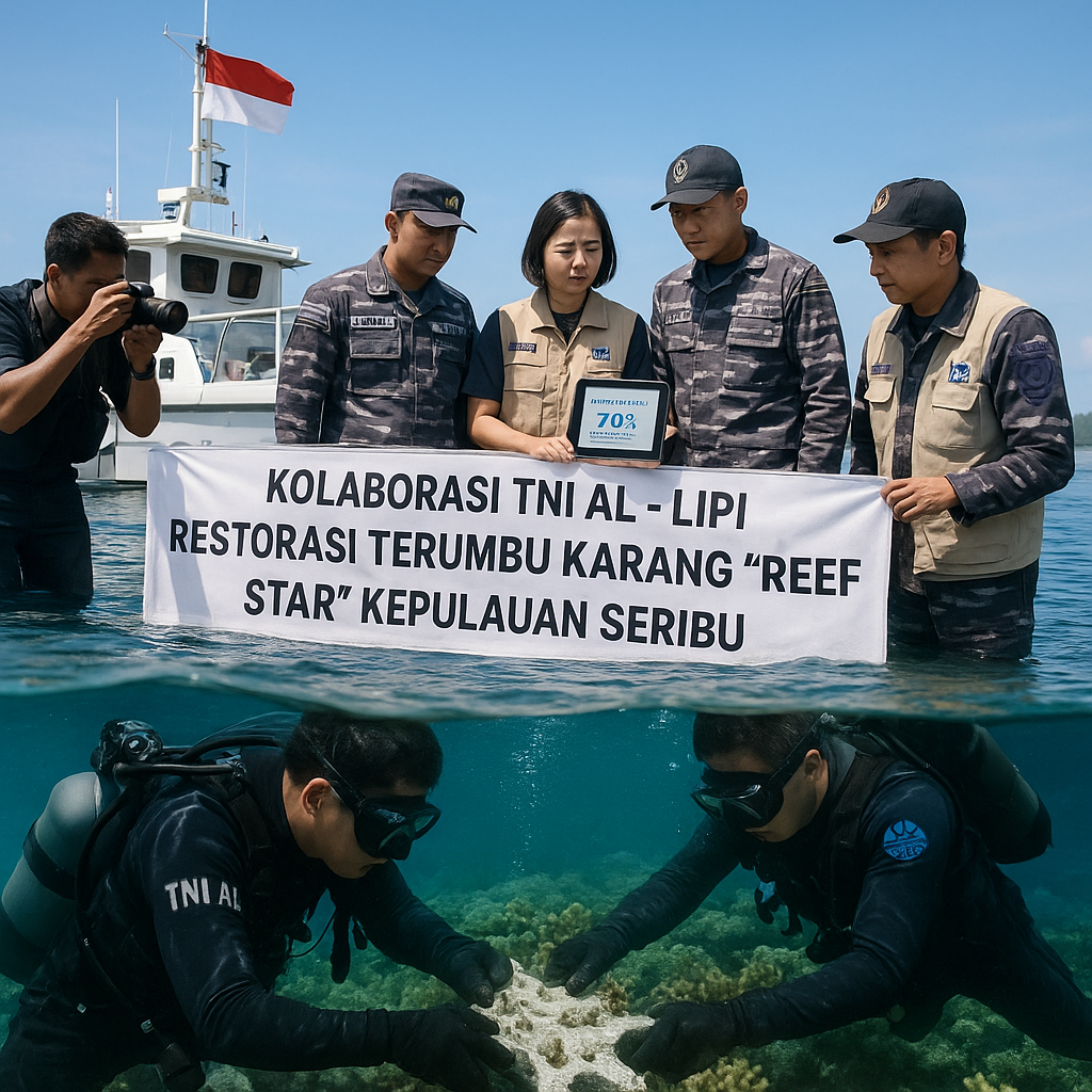 Kolaborasi TNI AL dan Peneliti LIPI Restorasi Terumbu Karang dengan Teknologi 'Reef Star' di Kepulauan Seribu