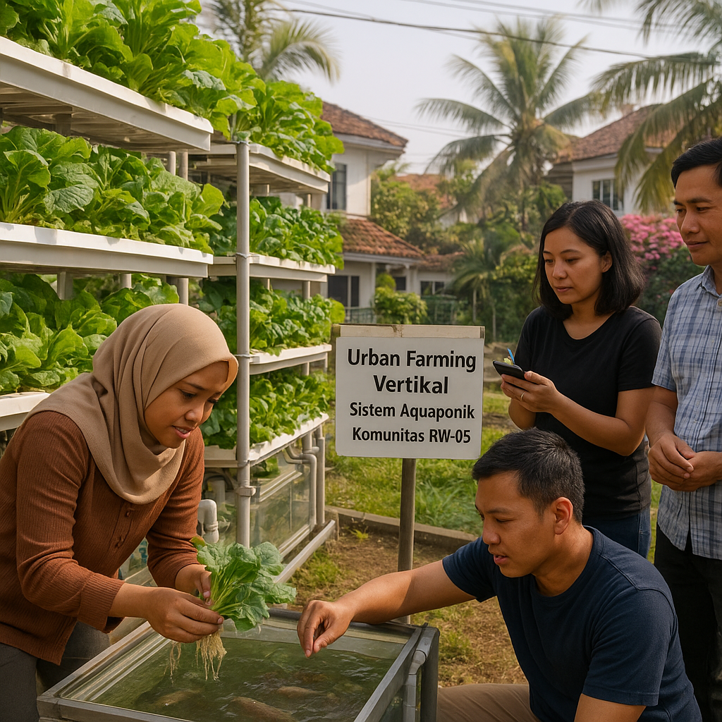Urban Farming Vertikal dengan Sistem Aquaponik di Kompleks Perumahan Jakarta