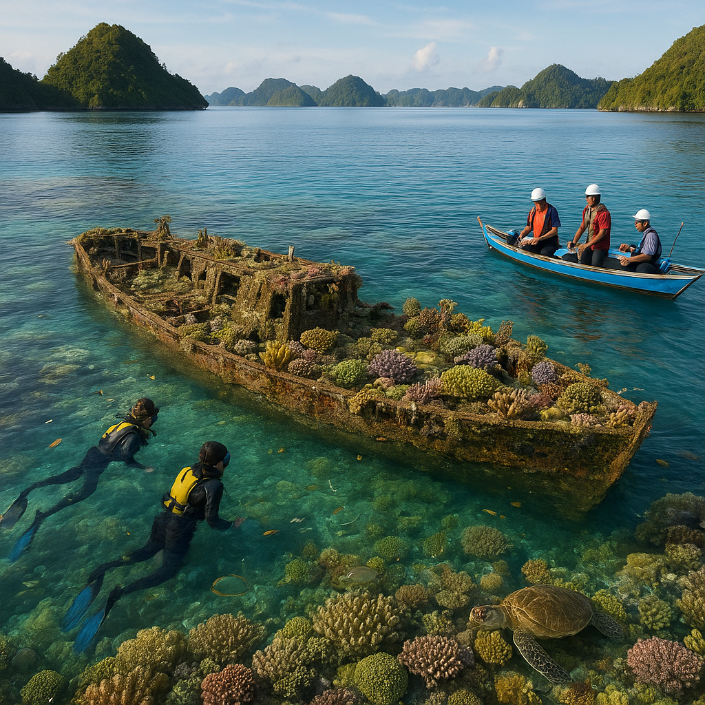Bangkai Kapal Dijadikan Terumbu Karang Buatan untuk Pulihkan Ekosistem Laut Raja Ampat