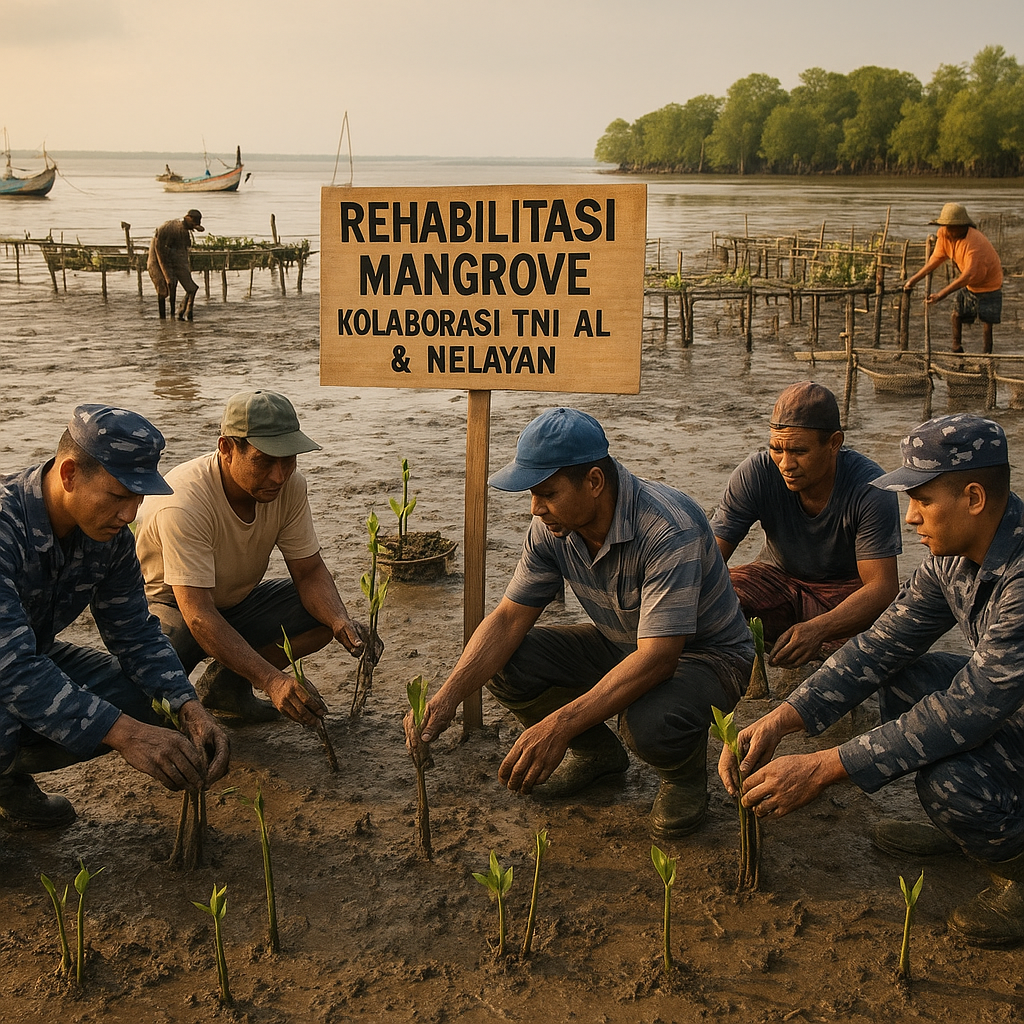 Kolaborasi TNI AL dan Nelayan Tanam Mangrove untuk Perkuat Pesisir dan Ekonomi