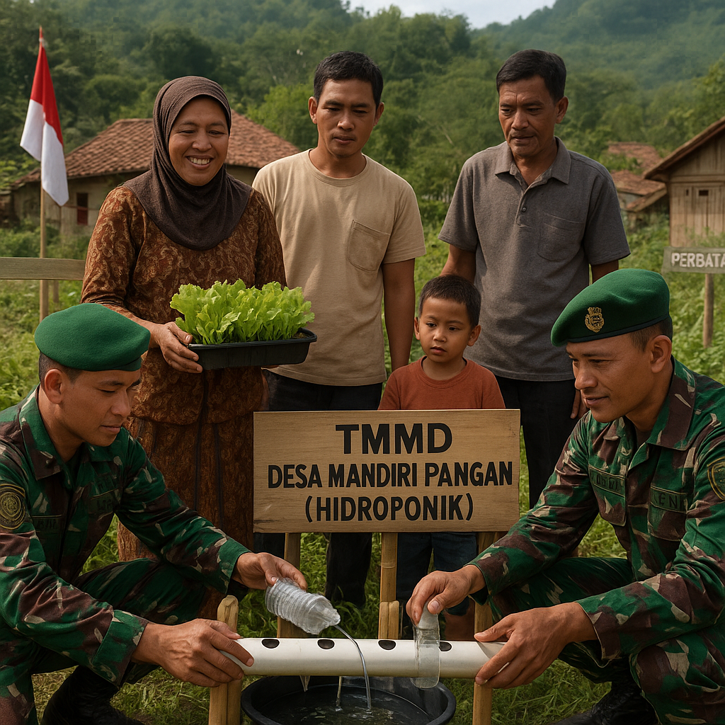 Tentara Nasional Indonesia (TNI) Bantu Bangun Desa Mandiri Pangan dengan Teknologi Hidroponik di Perbatasan
