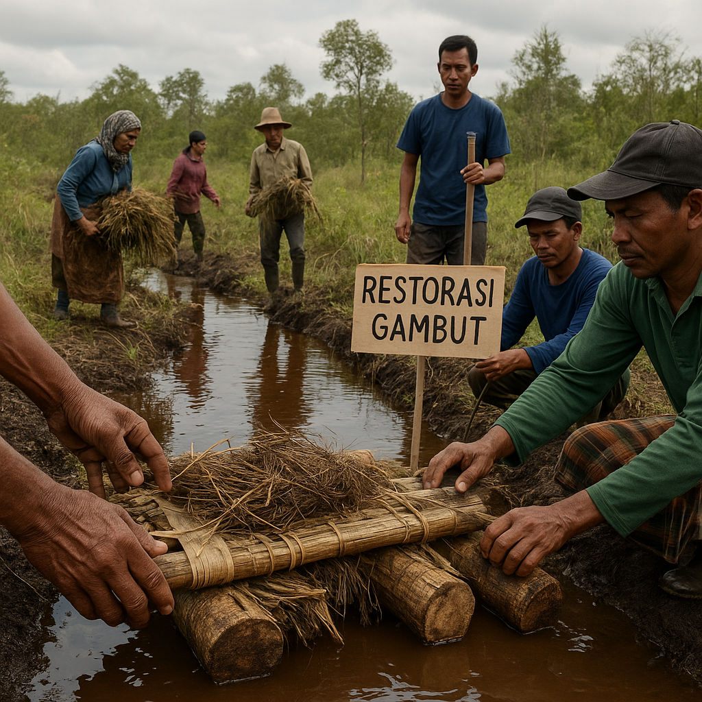 Restorasi Gambut Berbasis Komunitas dengan Teknologi 'Canal Blocking' Sederhana di Kalimantan