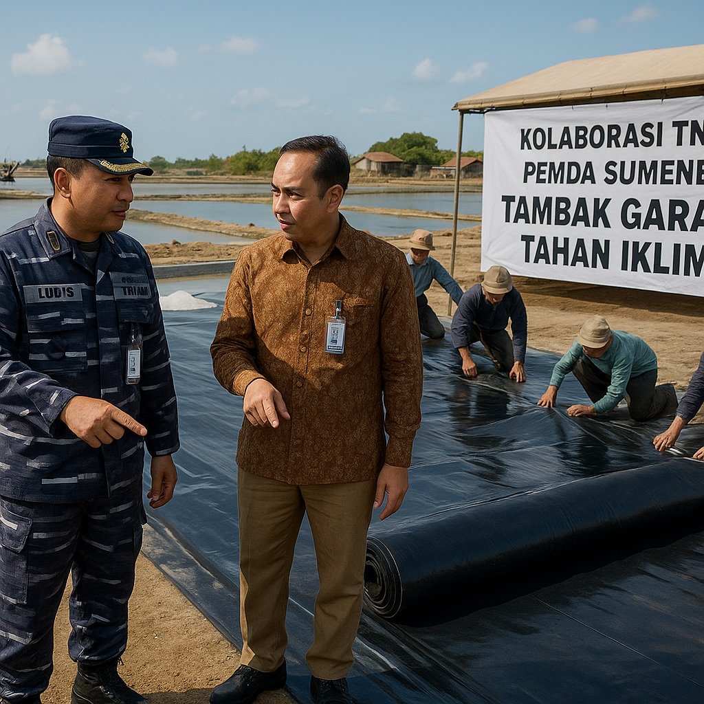 Kolaborasi TNI AL-Pemda Bangun Tambak Garam Tahan Iklim dengan Teknologi Geomembrane