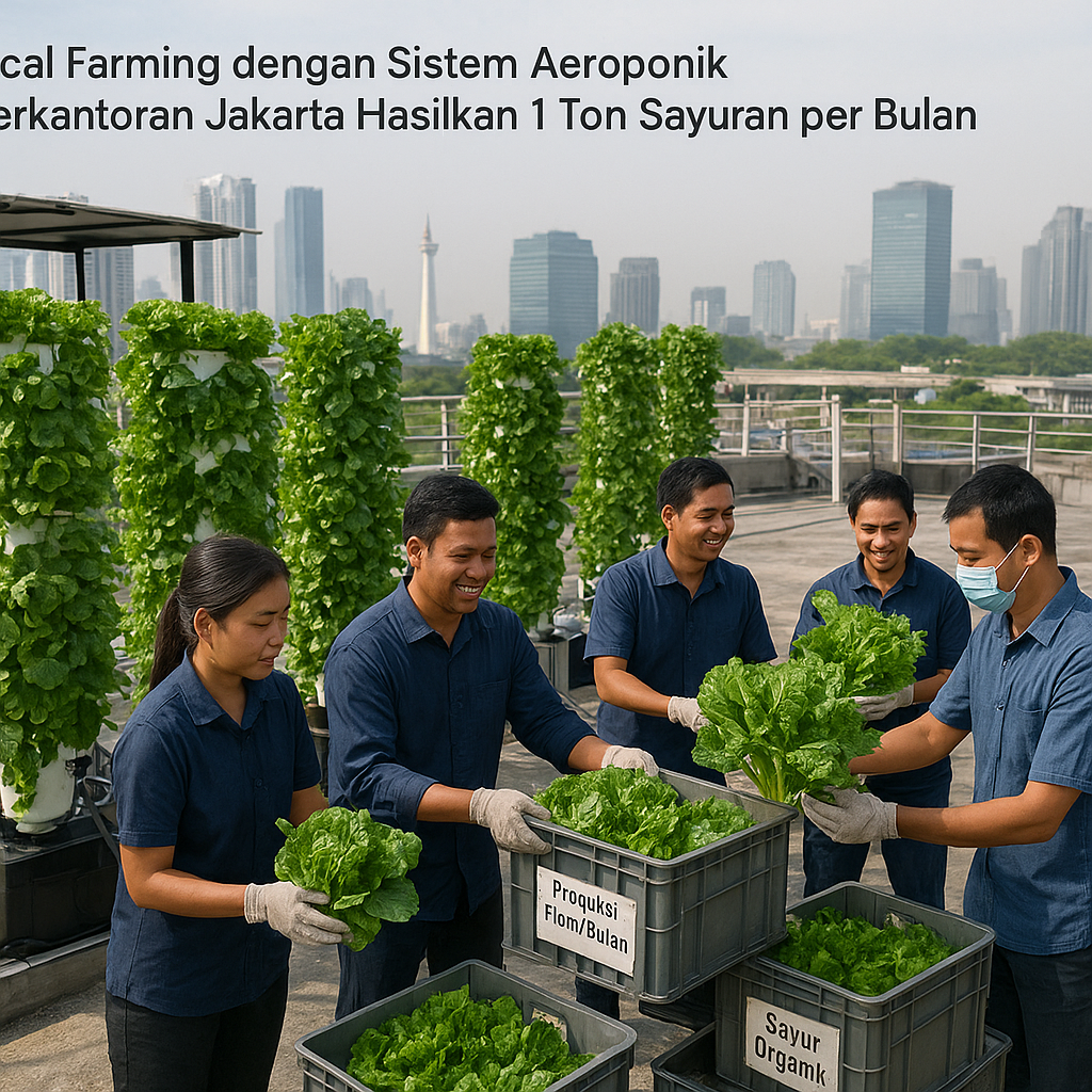 Vertical Farming dengan Sistem Aeroponik di Perkantoran Jakarta Hasilkan 1 Ton Sayuran per Bulan
