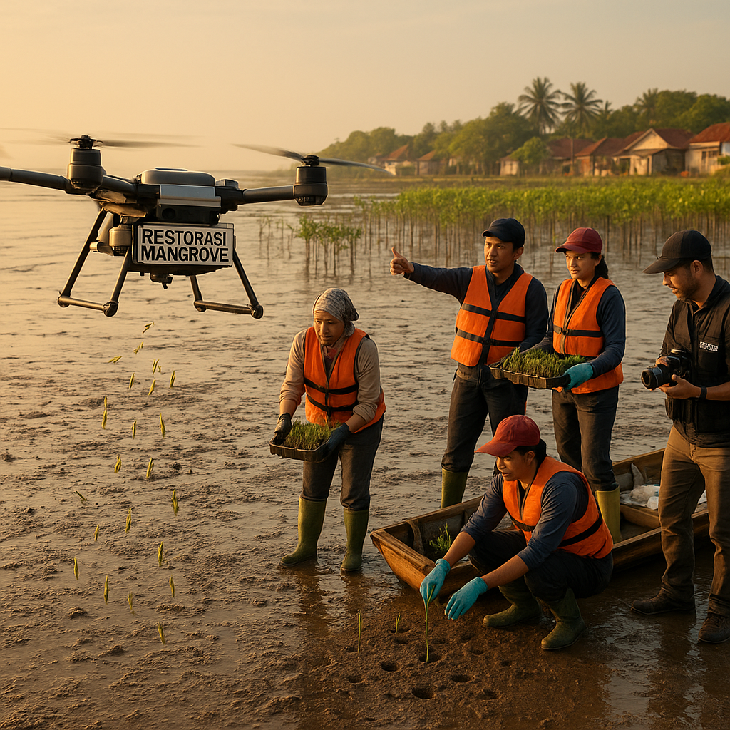 Restorasi Mangrove dengan Drone: Teknologi Tingkatkan Efisiensi Penanaman di Pesisir Jawa