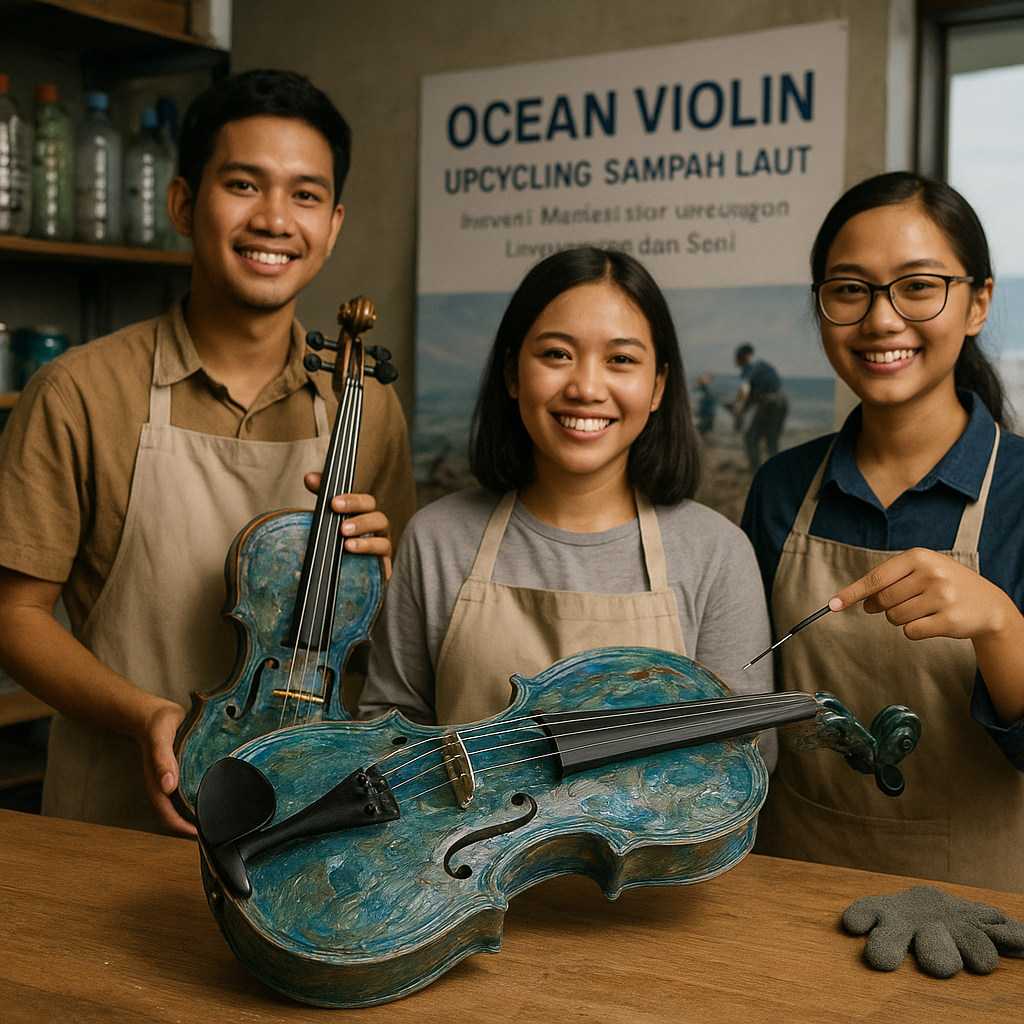 Biola dari Sampah Laut: Inovasi Mahasiswa Indonesia Sulap Sampah Plastik Jadi Alat Musik Bernilai Tinggi