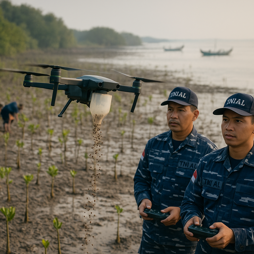 Drone 'Penabur' Benih: TNI AL Pulihkan Mangrove dengan Teknologi di Pesisir Jawa Tengah