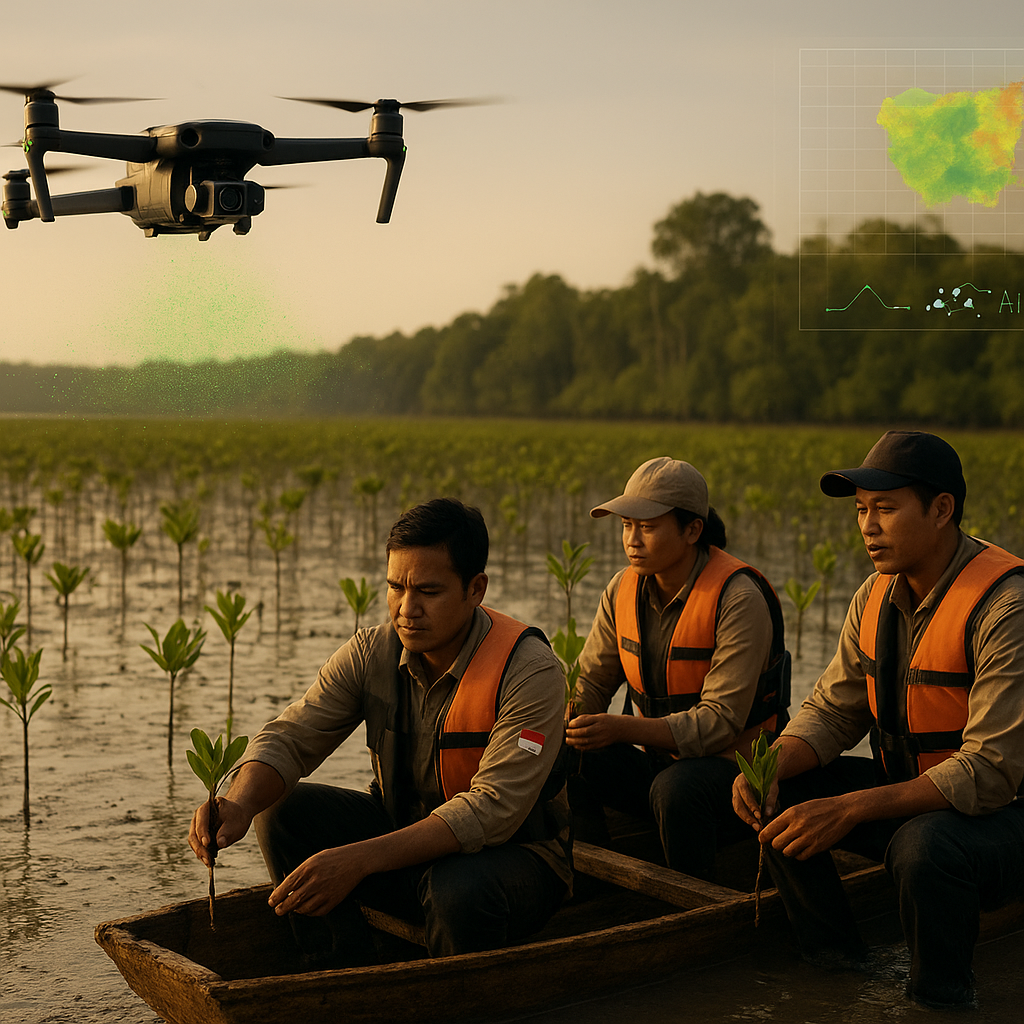 Penggunaan Drone dan AI untuk Pemetaan & Penanaman Mangrove di Kalimantan
